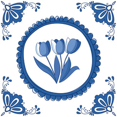 Delft Blue Tile With Tulips